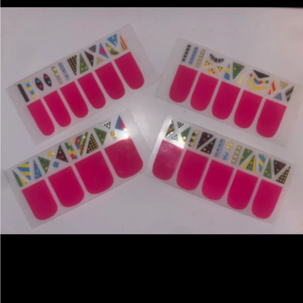 Kiss Pink and Colorful Geometric Nail Wraps
